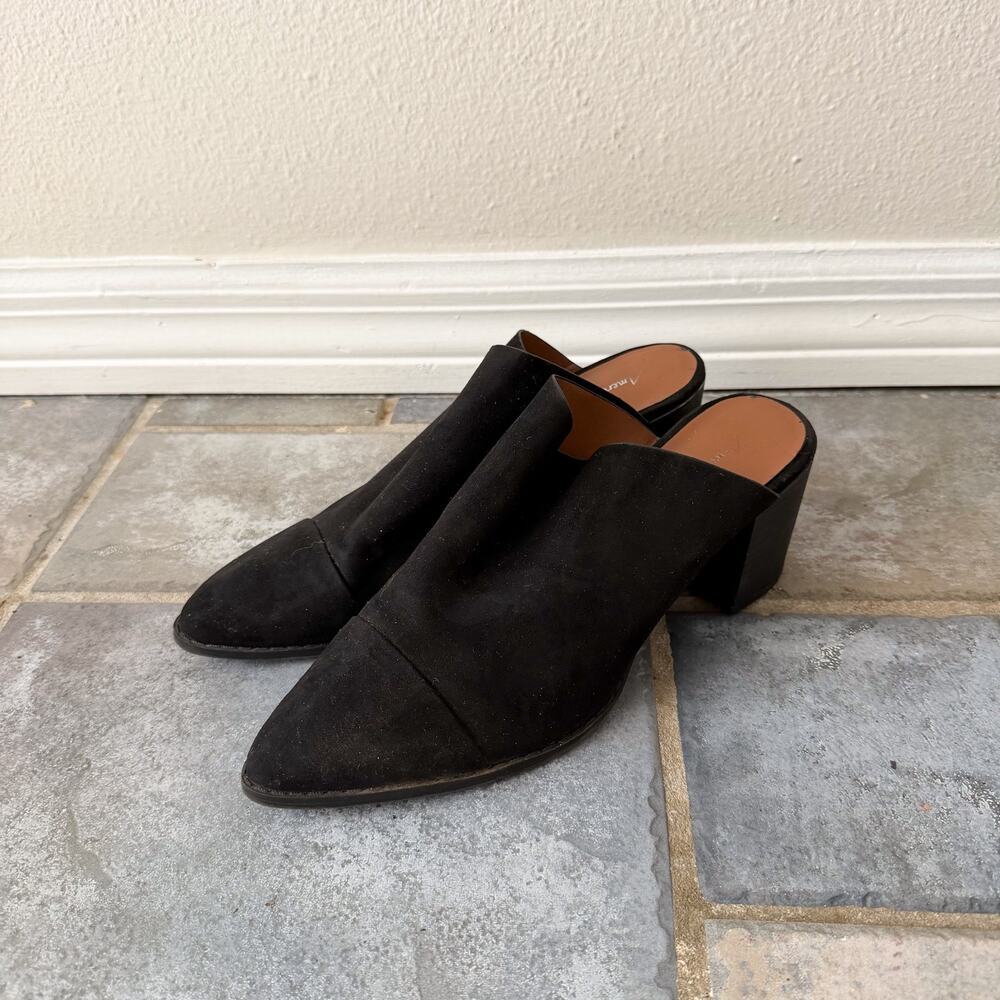 American Eagle Black Mule Heels Pointed Toe Slip On Womens 9.5